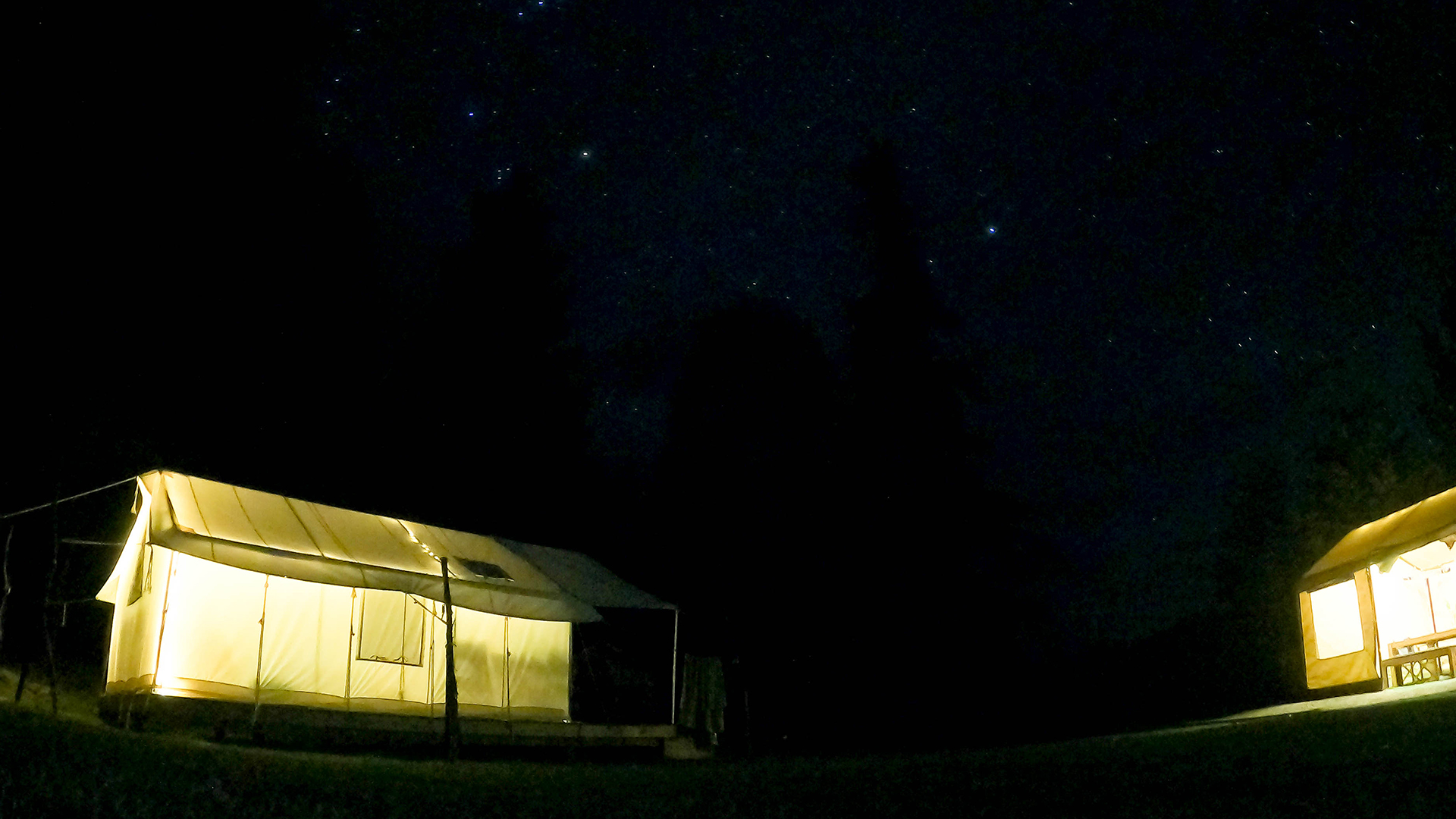 Denver Tents at night